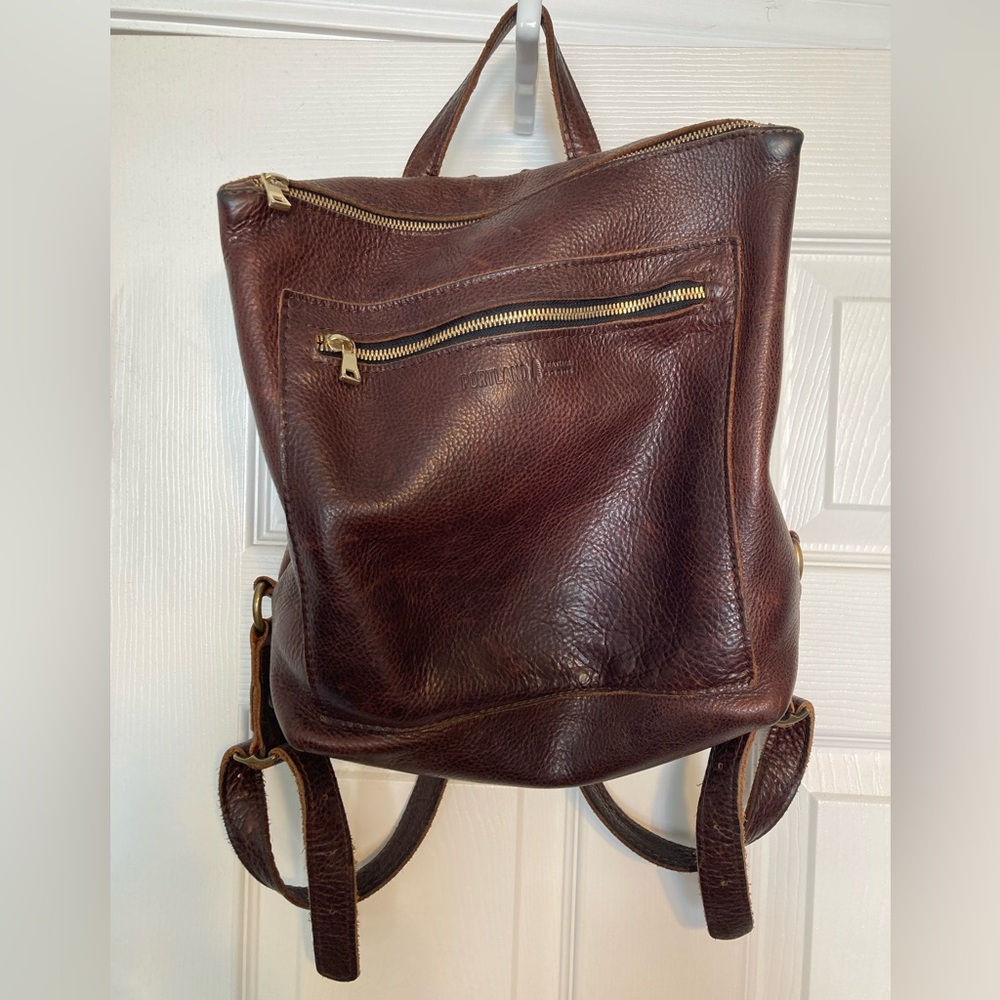 Portland Leather Goods Tote Backpack in “Coldbrew”